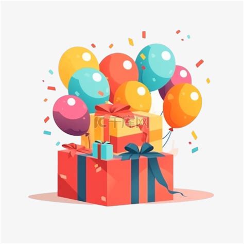 带气球礼物怎么画最新素材