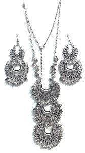 FASHION LAND Oxidised Silver, Alloy Silver Silver Jewellery Set Price ...
