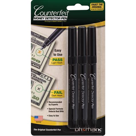 Dri Mark, DRI3513B, Counterfeit Detector Pens, 3 / Pack, Black ...