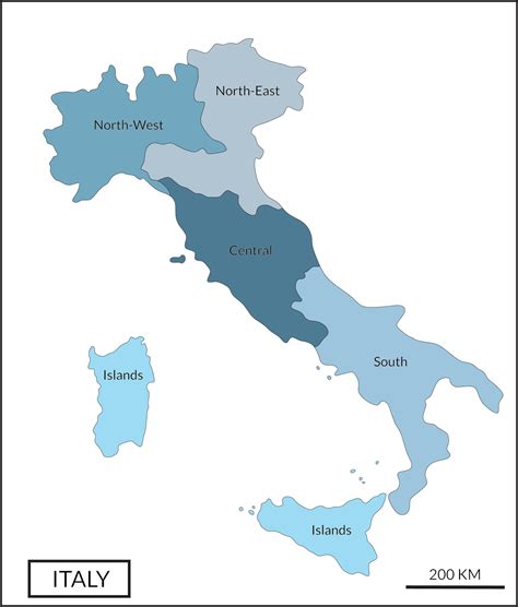 Blank Italy Map Regions