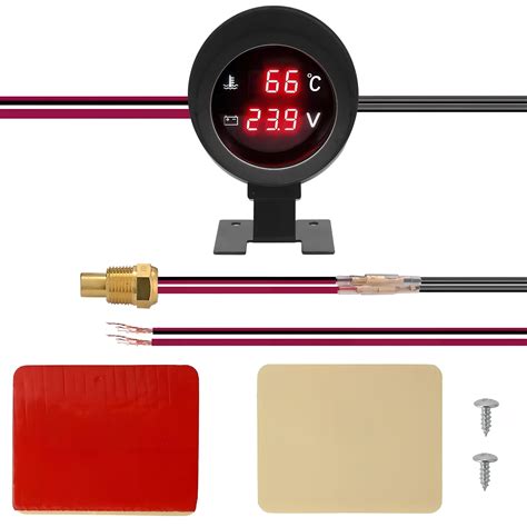 WORGEOUS Water Temperature And Voltage Gauge For Car Temp Gauge Automotive Voltage Temperature ...