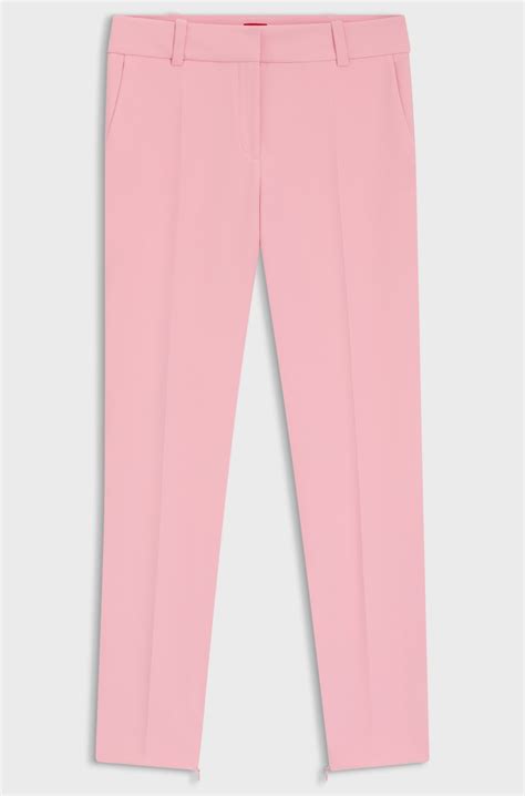 HUGO - Slim-fit trousers with zip hems - light pink