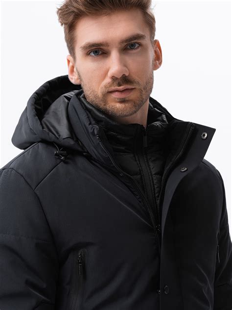 Men's winter jacket - black C449 | Ombre.com - Men's clothing online