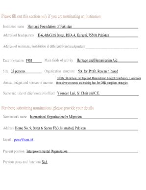 Fillable Online Nomination Form - IOM - PreventionWeb Fax Email Print ...