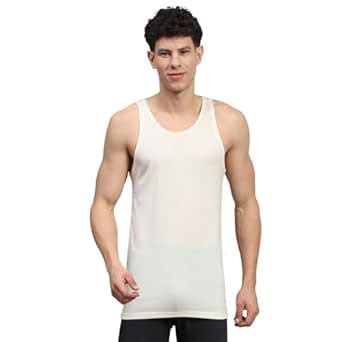 Buy Monte Carlo Mens Solid Cream Round Neck Sleeveless Thermal Vest ...