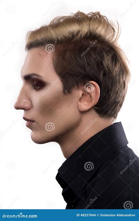 Androgynous Fashion Man Looking Away Stock Photo - Image of handsome ...