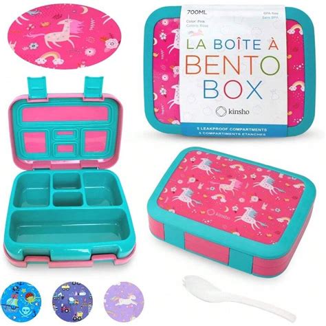 Unicorn Bento Lunch Box For Girls Toddlers 5 Portion Control Sections ...