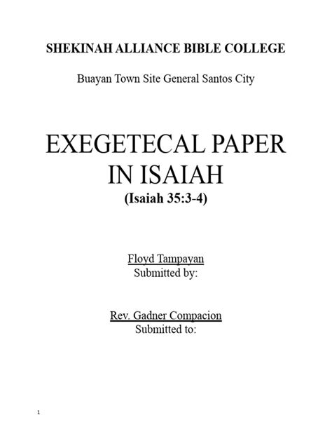 Image result for Exegesis Paper Example