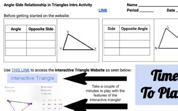 Angle Side Relationships in Triangles Bundle by Be-Well Teaching Resources