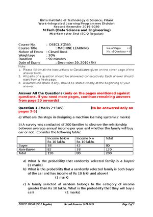 [Solved] Which of the following is an example of supervised learning a ...