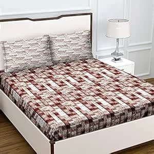 Nirvana Bed & Linen 100% Pure Cotton 180 TC Bedsheet with Pillow Covers ...