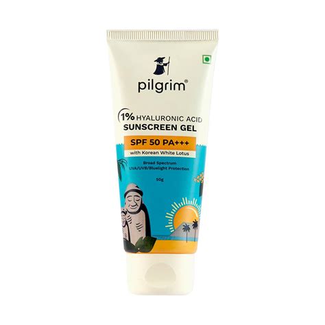 Pilgrim 1% Hyaluronic Acid Sunscreen Gel | Sunscreen SPF 50 +++ for men ...