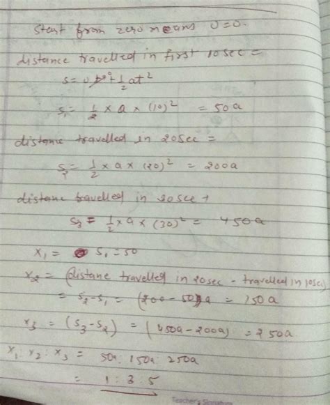 A body starts from rest is accelerated uniformlyfor 30s. If x1, x2, *3 ...