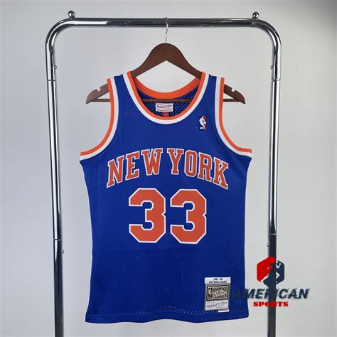 Homens Camisa Regata NBA New York Knicks Patrick Ewing Blue Mitchell ...