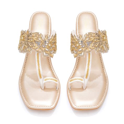 Golden Chantilly lace Heels – Solehouse.in