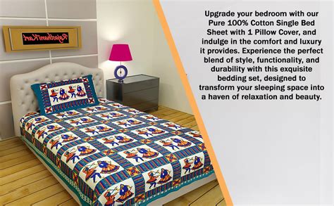 Buy RajasthaniKart Pure Cotton 144 TC Single Size Bed Sheet with 1 ...