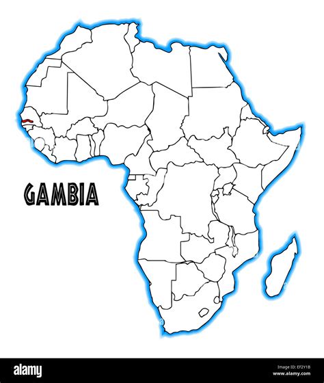 Gambia outline inset into a map of Africa over a white background Stock Photo - Alamy