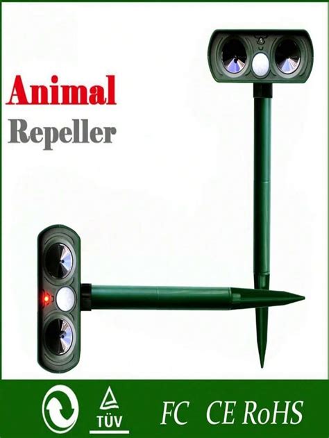 Ultrasonic Solar-Powered Animal Repeller Outdoor Deterrent, Driving ...