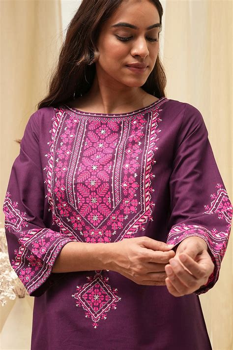 Purple Straight Short Kurta at Biba India