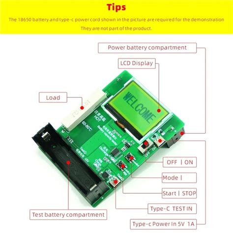 Probots 18650 Battery Capacity Tester LCD Display Lithium Power ...
