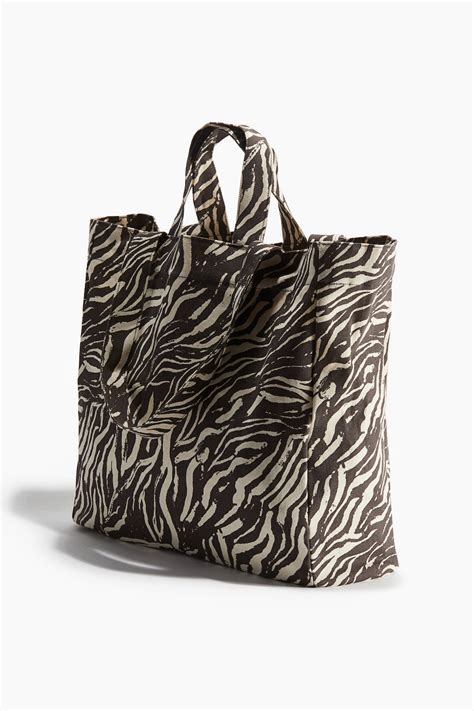 Túi tote thể thao bằng cotton canvas - Màu nâu/Hoạ tiết ngựa vằn ...