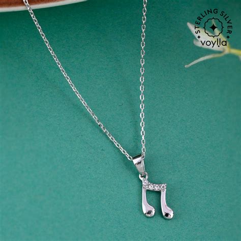 925 Sterling Silver CZ Music Emblem Pendant with Chain – VOYLLA