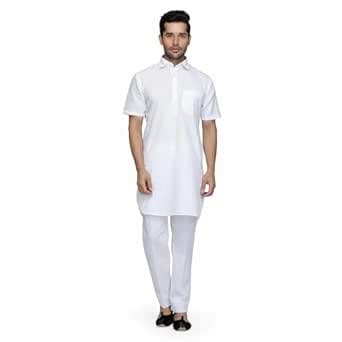 Buy Royal Kurta Men's Cotton Linen Pathani Suit White at Amazon.in
