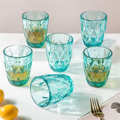 Crystal Tumbler Teal Set Of 6 250 ml Online - Premium Tumbler | Nestasia