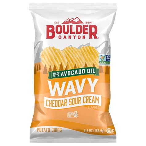 Boulder Canyon Potato Chips, Cheddar Sour Cream, Wavy (5.5 oz) Delivery ...