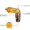 INGCO 4V Electric Cordless Screwdriver, Rechargeable Power Drill Driver ...