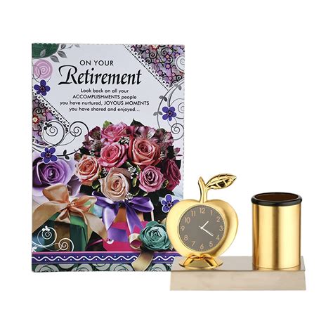 Saugat Traders Gift for Retirement - Apple Clock Showpiece with Pen ...