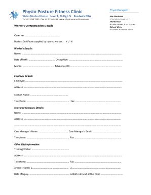Fillable Online Workers Comp details form Fax Email Print - pdfFiller