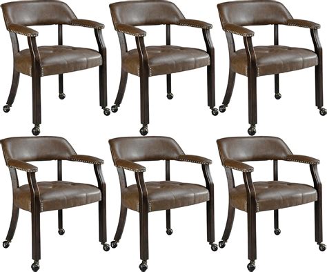 Amazon.com: LEEMTORIG Set of 6 Large Dining Chairs with Casters and ...