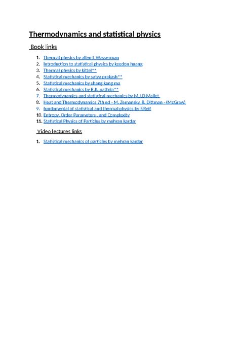 Thermodynamics and statistical mechanics book links - Thermodynamics ...