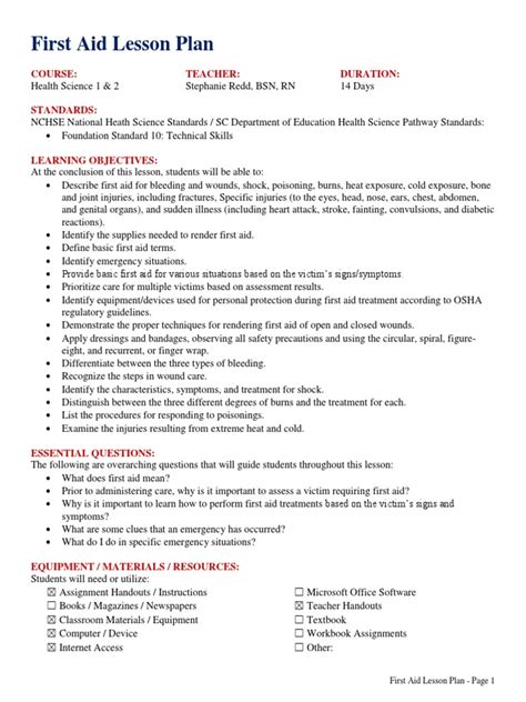Image result for Introduction of First Aid Lesson Plan