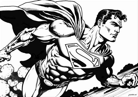 Flying Superman - 2 - Book and Comic Coloring Pages for adults