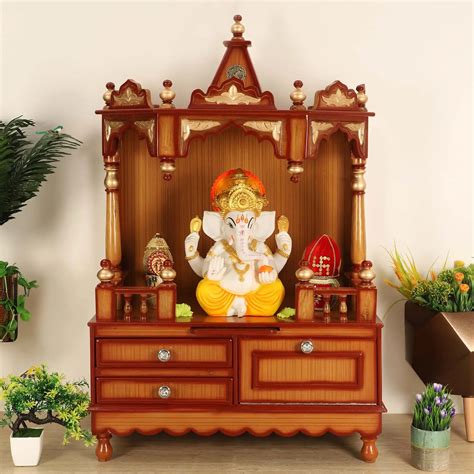 Mandirs | Teak Wood Teak Gold Pooja Mandir | Apratima Medium – DZYN ...