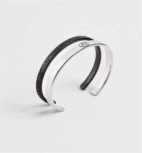 Dior Oblique Bangle Set Silver- and Ruthenium-Finish Brass | DIOR
