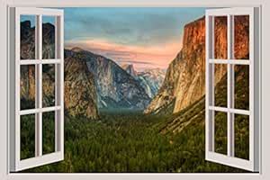 Beibehang BXZ1381 Yosemite Valley Nature HD 3D Window Wall Sticker ...