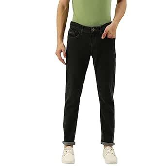 The Indian Garage Co Men Slim Fit Solid Mid-Rise Jeans Black : Amazon ...