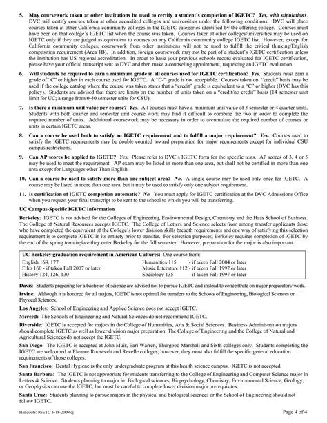 IGETC Requirements | PDF