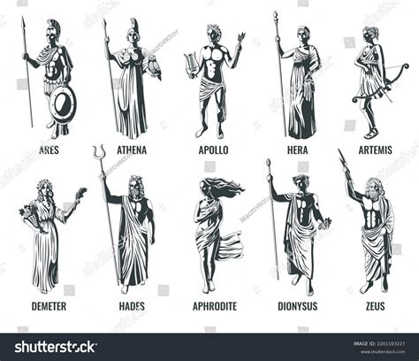Ancient Greek Olympian Gods Their Names Stok Vektör (Telifsiz ...