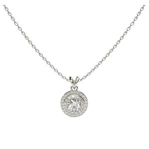 Buy Happy Hamp Dazzling Double Halo CZ Round Stone Necklace - 925 ...