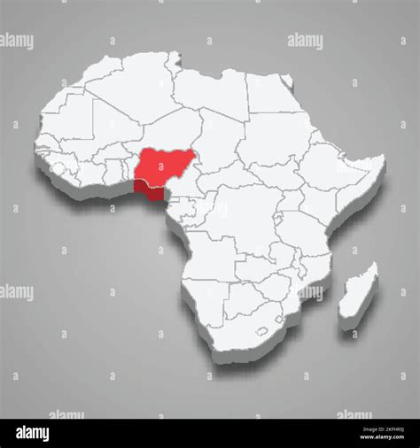 Nigeria country location within Africa. 3d isometric map Stock Vector ...