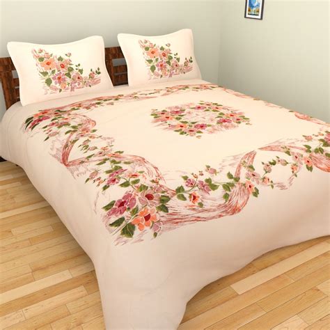 COT PRINTS Cotton 200 TC Paisley Double Bedsheet with 2 Pillow Covers ...