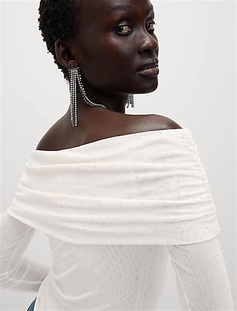 Buy Embellished Off The Shoulder Bardot Top at Marks & Spencer