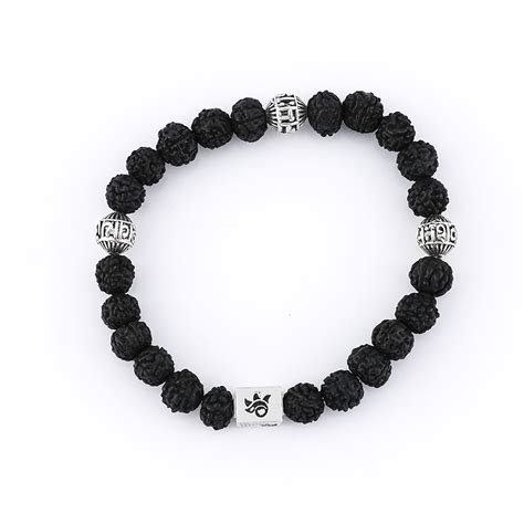 Black Rudraksha with Om Namah Shivay Bracelet – Prinjal Jewels