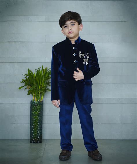 Navy Velvet Jodhpuri Bandhgala Boys Jaipur | Kids Wedding Suit – Devils ...