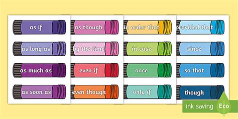 KS2 Conjunctions on Glue Sticks Word Cards