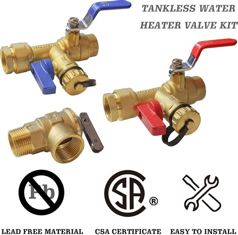 Buy Hourleey 3/4 Inch IPS Isolator Tankless Water Heater Service Valve ...